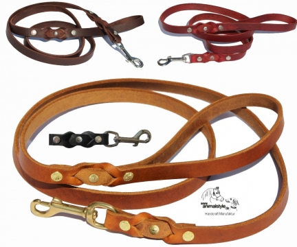 Oiled leather leash with hand loop